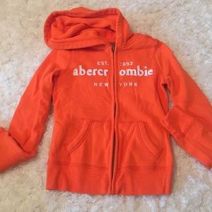 Children's Abercrombie orange zip up sweatshirt