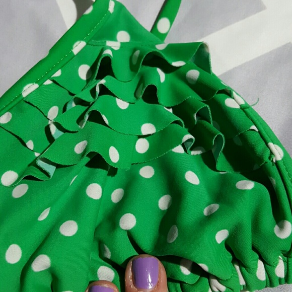Green and white polkadot bikini - Picture 3 of 3