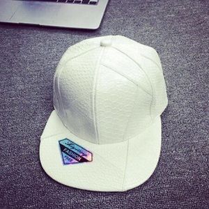 white leather baseball cap