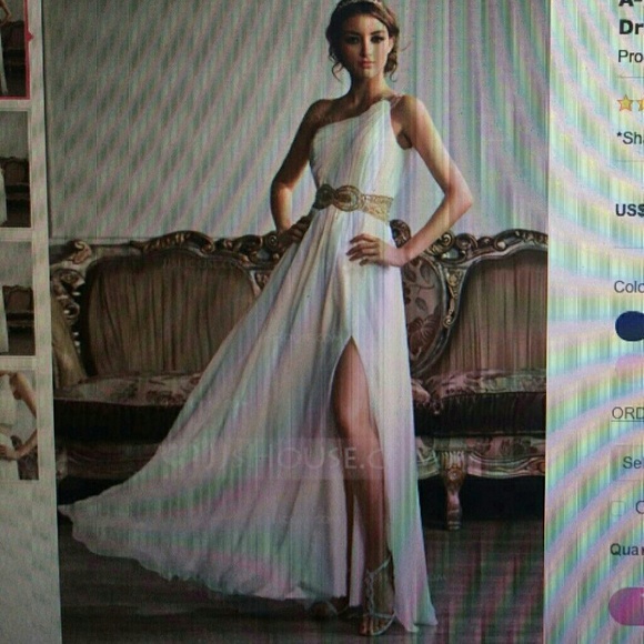 White and gold prom or wedding dress