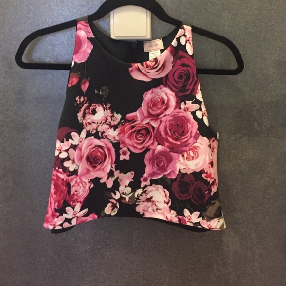 Love...Ady pink/white crop top with leather back