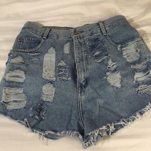 High waisted distressed Express denim shorts