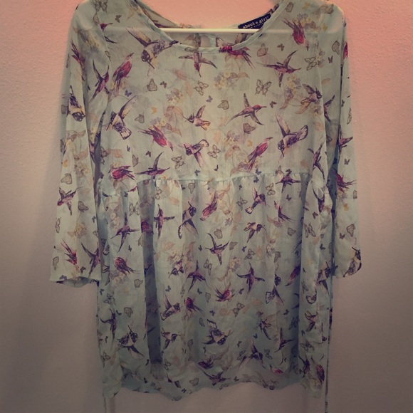 Sheer blouse w/ print