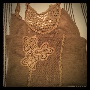 Beautiful scarf with crochet flower detail