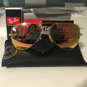 Copper flash ray ban aviator with matte gold frame