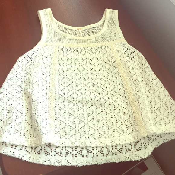 Free people creme eyelet tank top