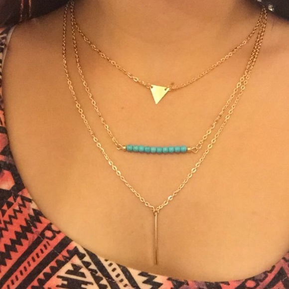 💟Triple Layer Gold Beaded Necklace💟 - Picture 2 of 2