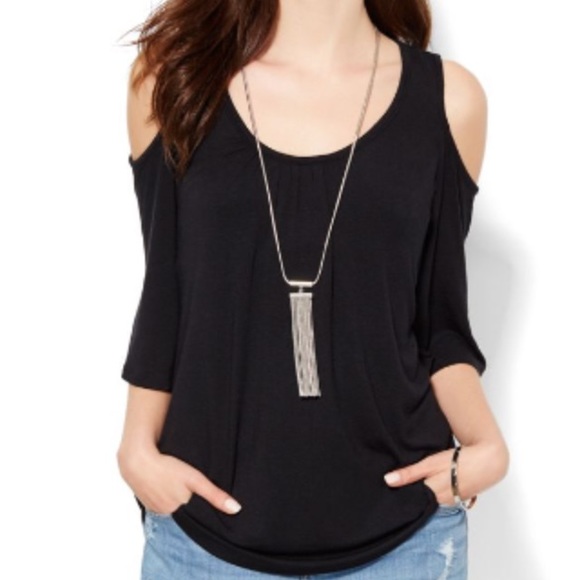 New York & Company Tops - Black cold shoulder scoop neck top