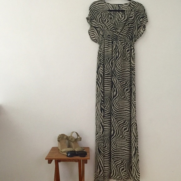 Zebra Stripe Inspired Sheer Maxi Dress