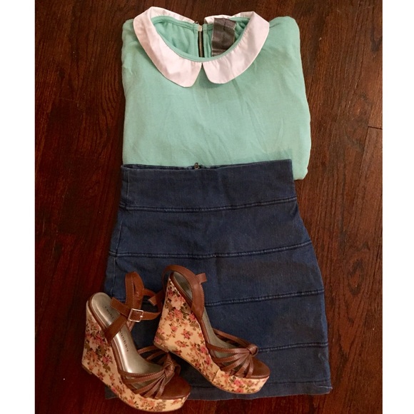 Mint Peter Pan Collar Blouse