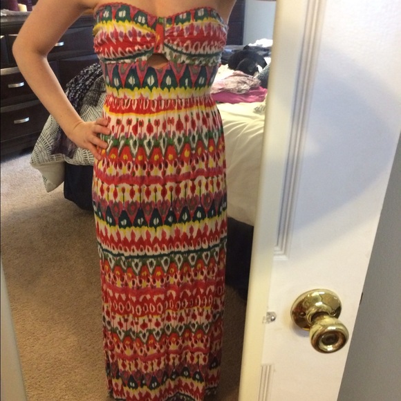 Modcloth Multicolor Maxi Dress w/ Sweetheart Neck - Picture 1 of 4