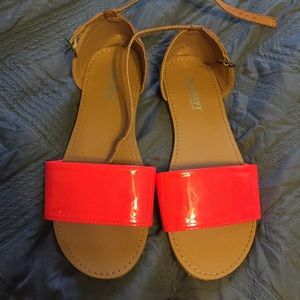 Neon pink and brown sandels