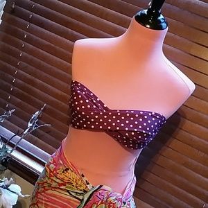 darling purple polka dot tube swim top new