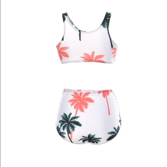 🆕🚩 NWT Womens Coconut Tree Swimsuit High Waisted - Picture 3 of 4