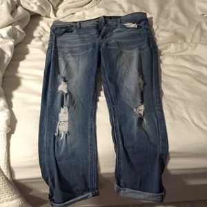 Express distressed mid-rise jeans