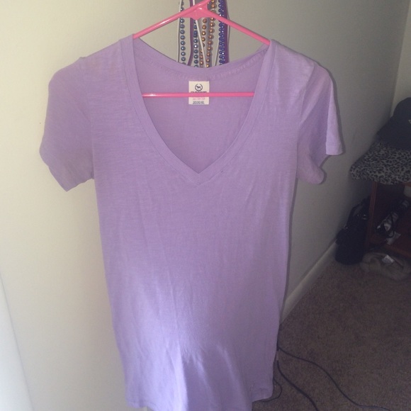 purple short sleeve victoria secret shirt.