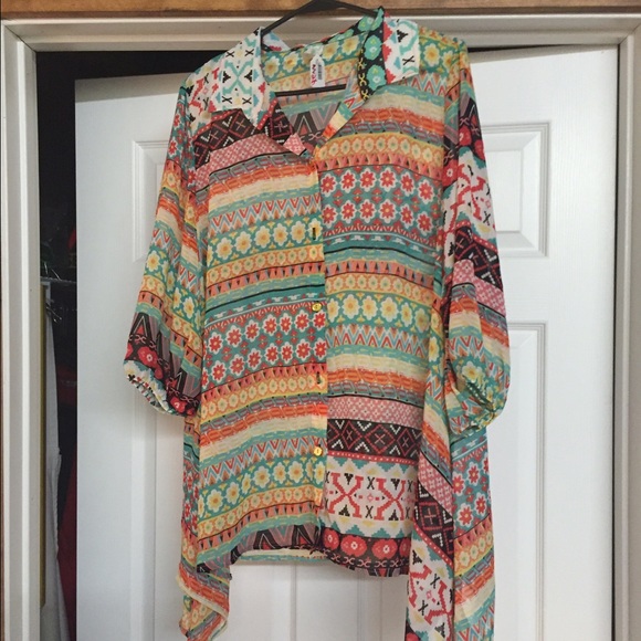 Colorful sheer blouse