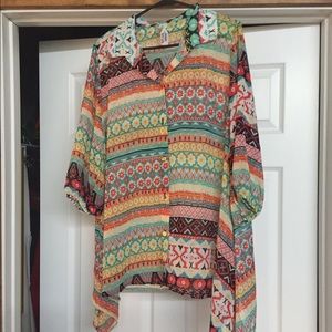 Colorful sheer blouse
