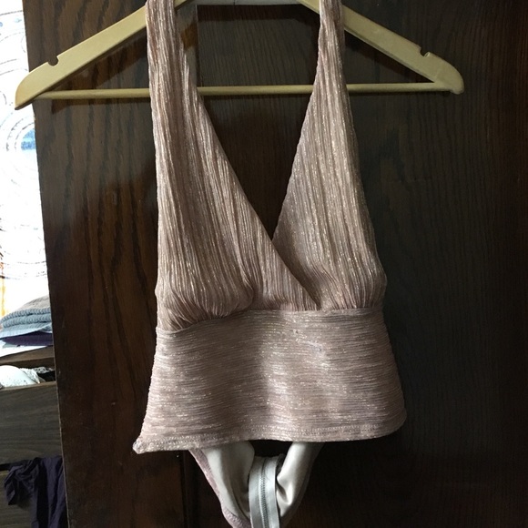 Light pink shimmer halter top from Charlotte Russe