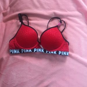 NWT Red Leopard Pink Bra 32B