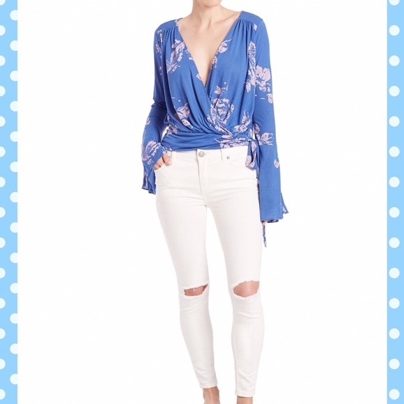 Free People Fiona Wrap Top Cobalt Blue. - Picture 5 of 7