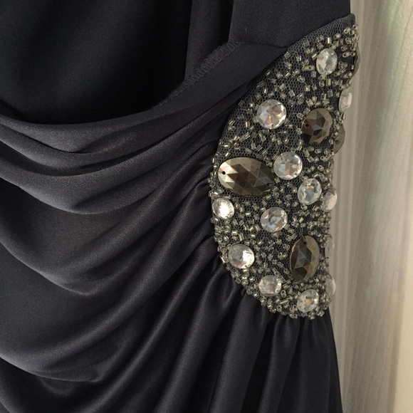 Macy/blue dress with sequence on side and shoulder - Picture 3 of 4