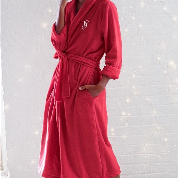 Victoria Secret Terry Long Robe - Red
