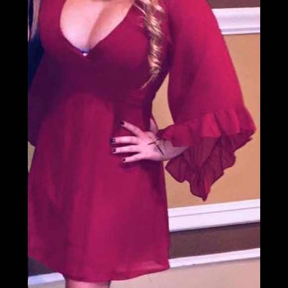 Red Low-Cut Cocktail Dress