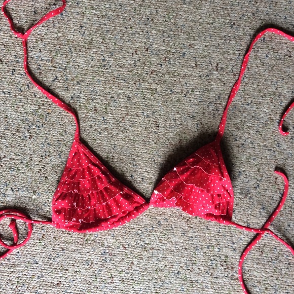 Red &white polka dot bikini top