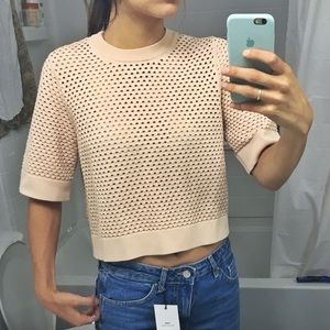 ALC boxy fit light pink top shirt S/M patterned