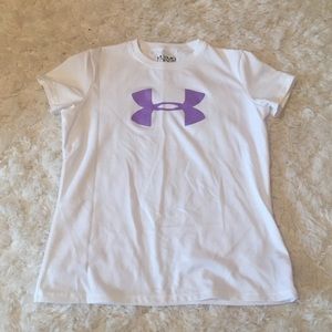 Children's White Under Armour workout tee