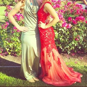 Red lace Jovani Prom Dress