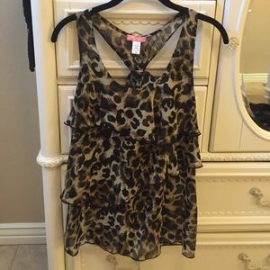 Cheetah print layered blouse