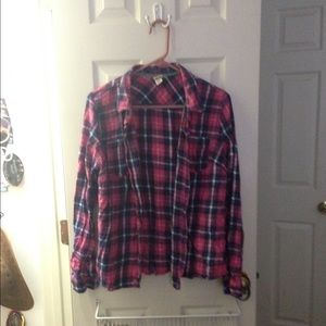 Pink and blue plaid flannel