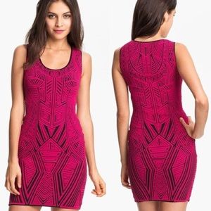 RVN Aztec jacquard body con tank dress