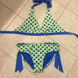 Green polka dot bikini