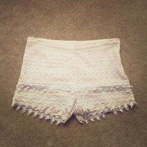 Size 14 High-Waisted White Eyelet Shorts