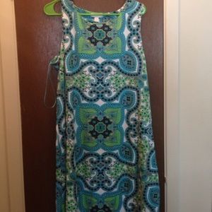 Blue paisley print stretch dress