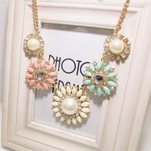 Crystal Flower Bib Statement Necklace Crystal Flower Bib Statement Necklace