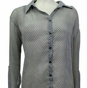 Silence + Noise black Striped Chiffon Blouse