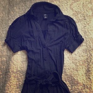 Navy knee length dress with capped sleeves