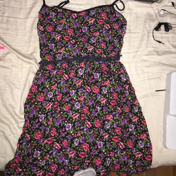 black and floral dress