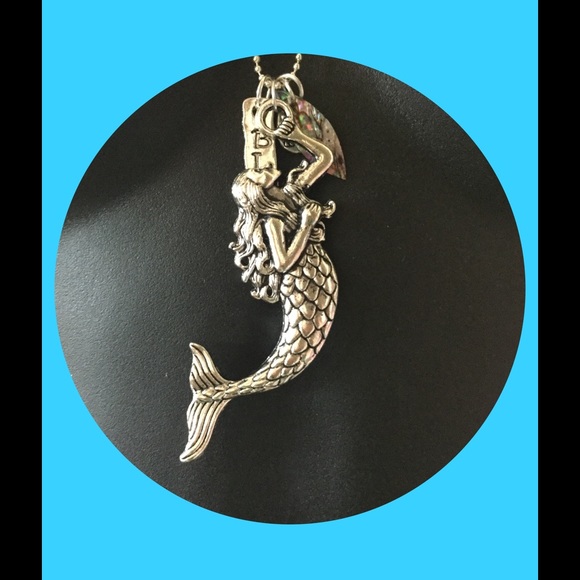 Jewelry - Necklace silver mermaid with charms 24 inches NEW
