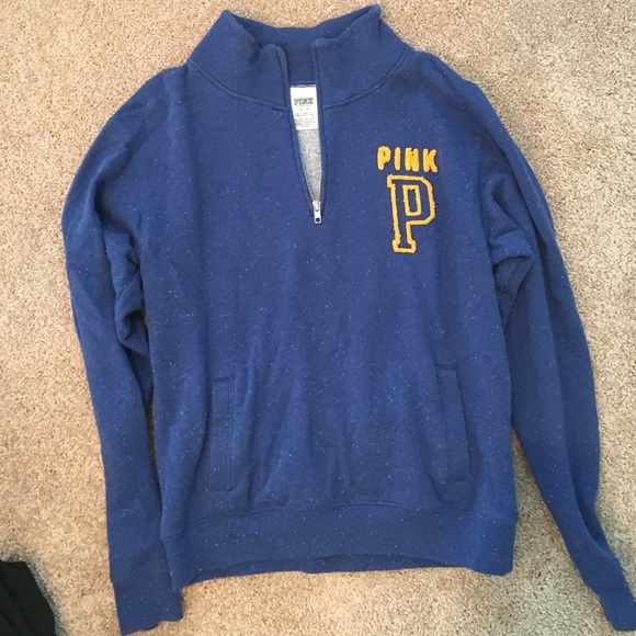 PINK quarter zip jacket. Blue and work twice - Picture 1 of 3