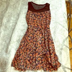 Cute above the knee dress w/ orange rose pattern