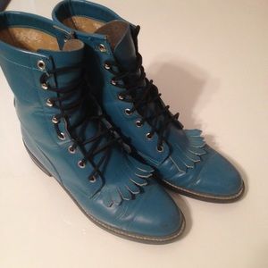 🌸Vintage Blue Leather Boots🌸