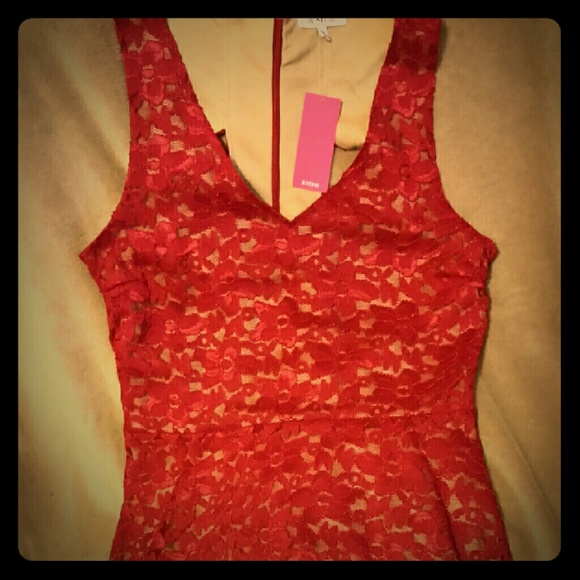 NWT Red Lace Dress with Sexy Back Cutouts