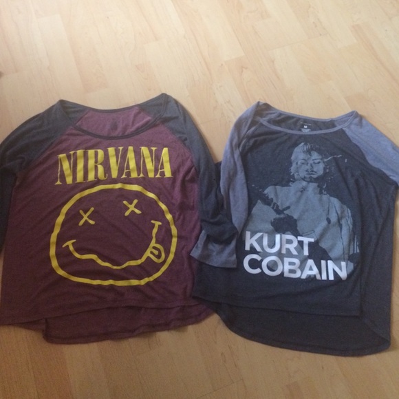 Nirvana and Kurt Cobain baseball style tees