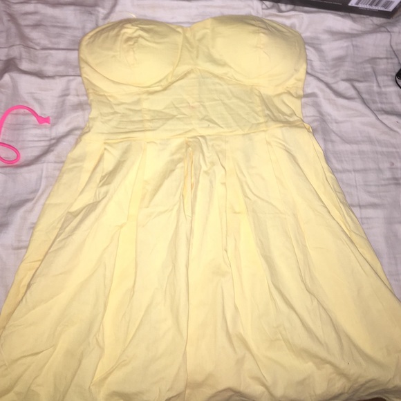 strapless yellow dress