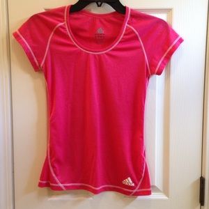 Pink adidas workout short sleeve shirt